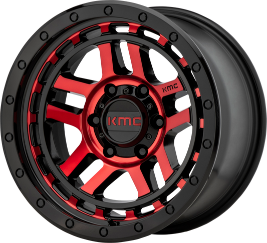 kmc ホイール KM540 RECON | Gloss Black Machined With Red Tint
