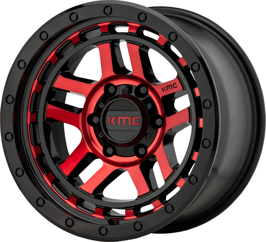 kmc ホイール KM540 RECON | Gloss Black Machined With Red Tint
